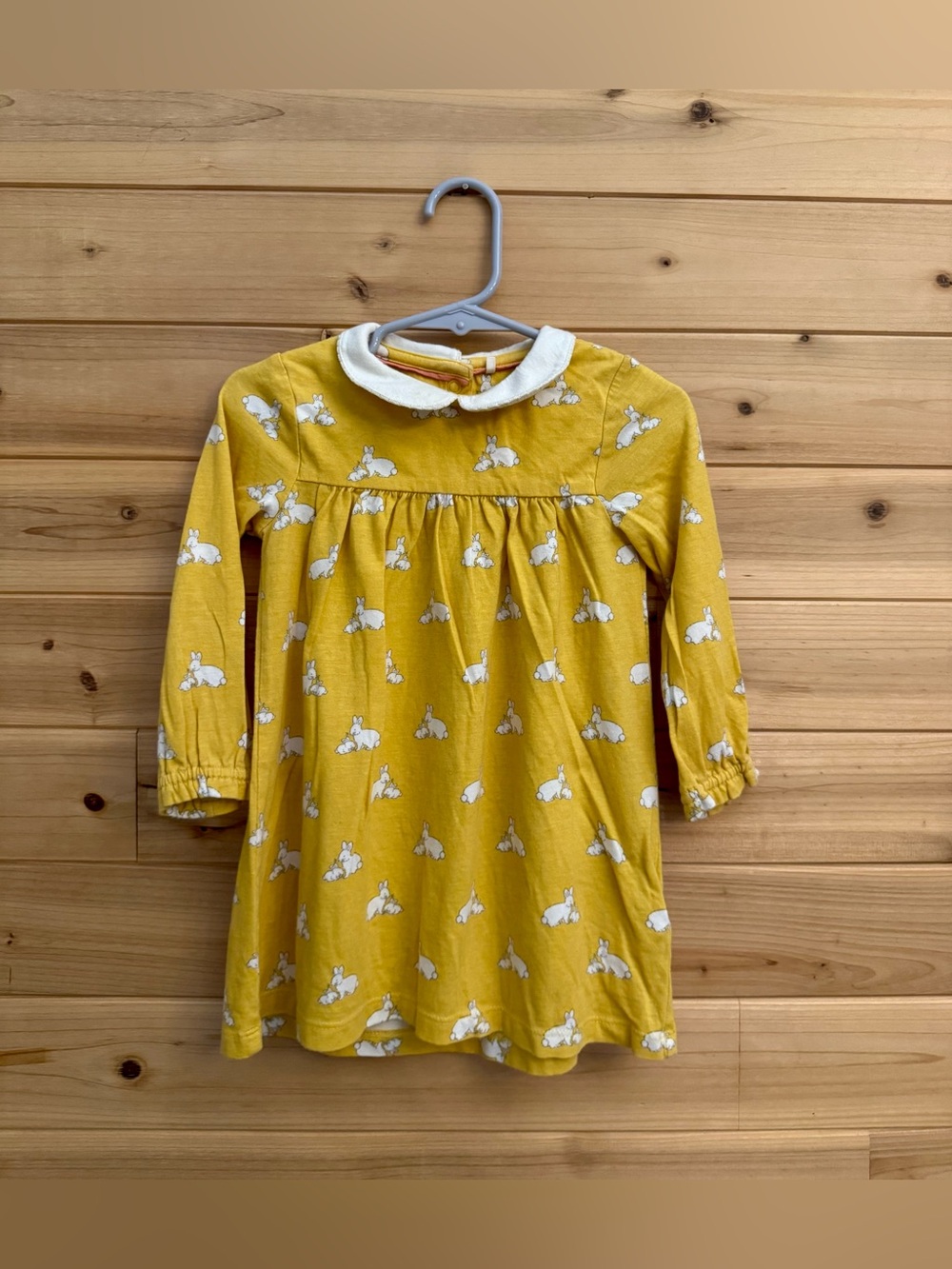 Baby Boden Size 12-18 Months Yellow Bunny Collared Long Sleeve Dress Easter